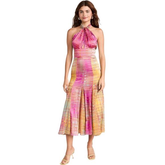 Silvia Tcherassi Silvana Pleated Halter Dress Stretch Crepe Large - Picture 1 of 11